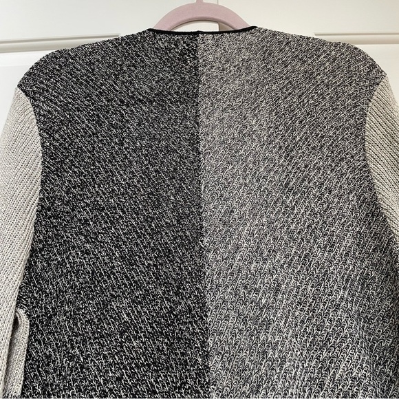 NWOT Eileen Fisher Wool Organic Linen Open Cardigan Sweater Colorblock Gray - Picture 13 of 16